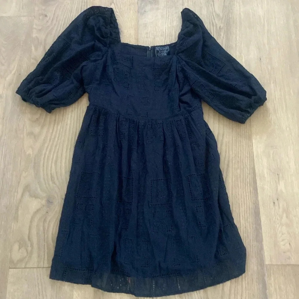 JOHNNY WAS ELLA EMBROIDERED SILK BLEND BLACK MINI DRESS SIZE L